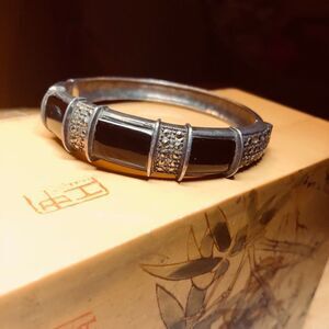 Silver Marcasite And Black Onyx Bracelet